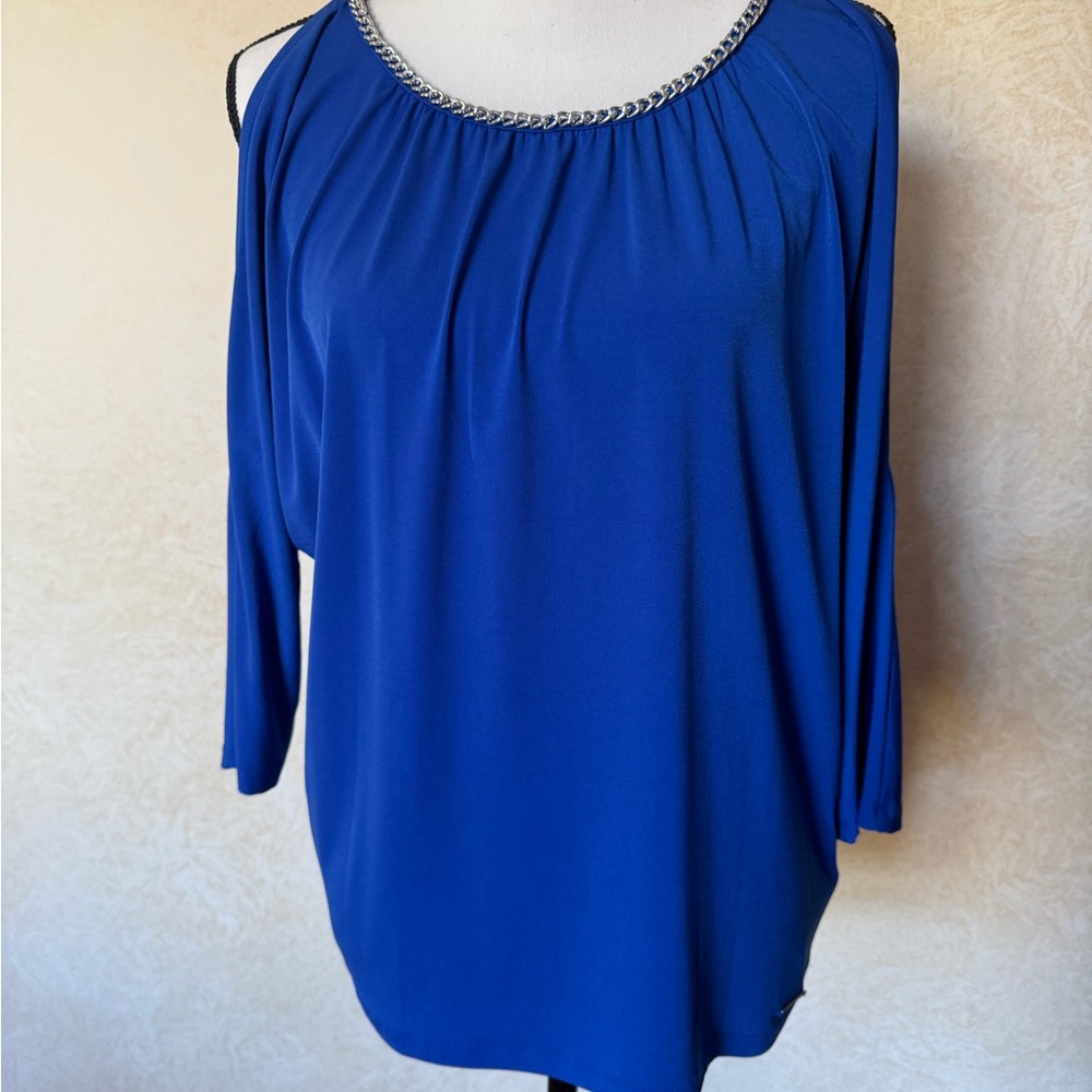 MICHAEL Michael Kors Blue Cold Shoulder Top